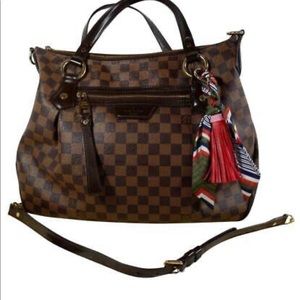 LV Evora Mm Damier Ebene Brown Canvas Satchel